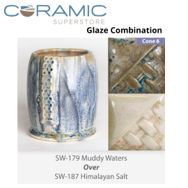 Muddy Waters SW-179 over Himalayan Salt SW-187 Stoneware Glaze Combination